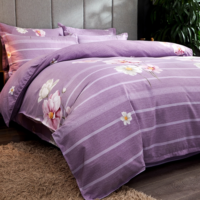 91家纺网 家纺一手货源 找家纺 艾裙海 2020新款斜纹加厚单被套 紫色恋花