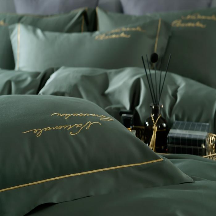 91家纺网 家纺一手货源 找家纺 80支埃及长绒棉时尚绣四件套全棉四件套