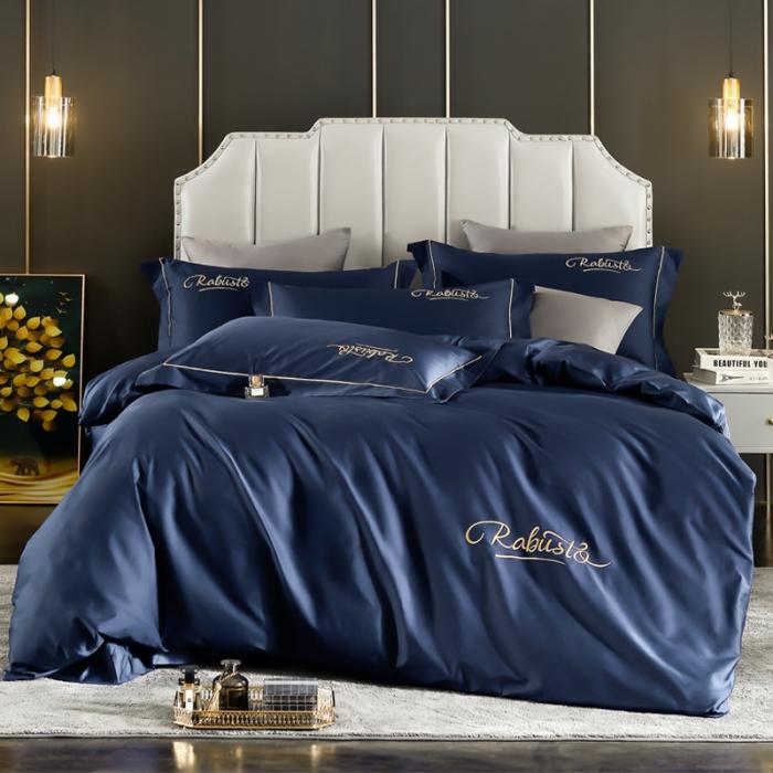 91家纺网 家纺一手货源 找家纺 80支埃及长绒棉时尚绣四件套全棉四件套