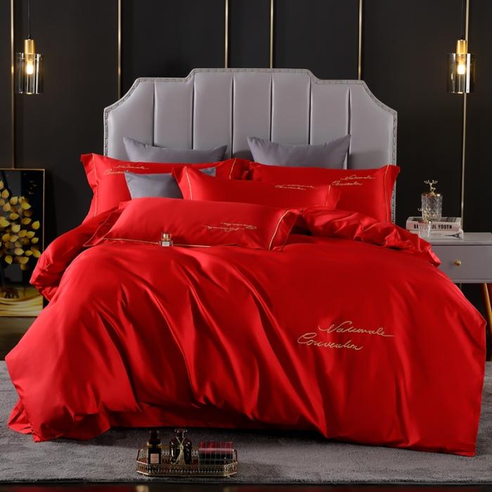 91家纺网 家纺一手货源 找家纺 80支埃及长绒棉时尚绣四件套全棉四件套