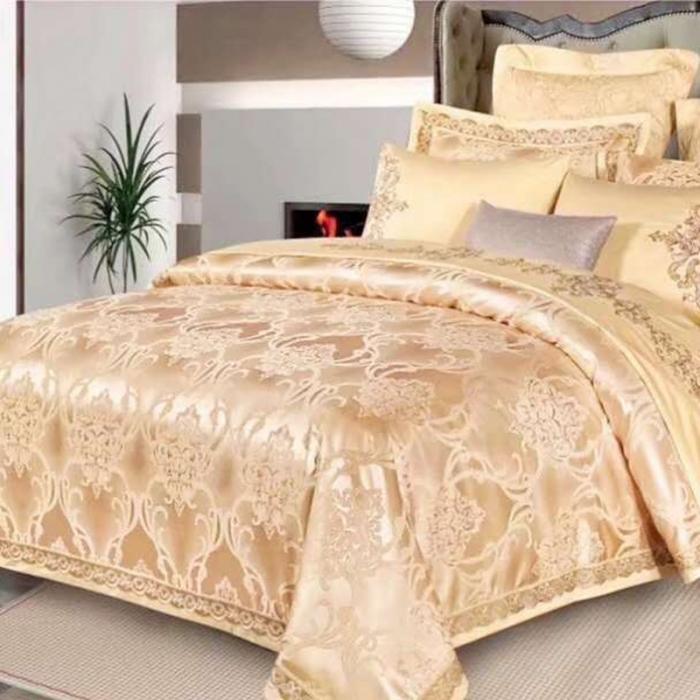 91家纺网 家纺一手货源 找家纺 梦丝语家纺靓丽丝贡缎提花全棉浮雕缕空糸列四件套