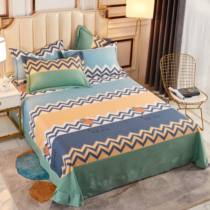 91家纺网 家纺一手货源 找家纺 雲归梦 2020新款多规格全棉加厚磨毛单床单 波西草莓-蓝