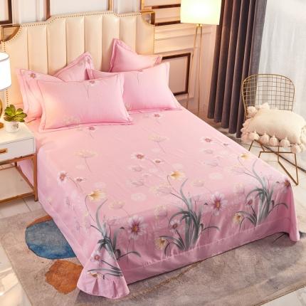 雲归梦 2020新款多规格全棉加厚磨毛单床单 菊香满院-粉