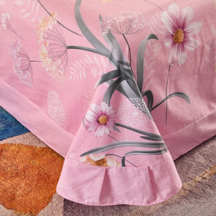 91家纺网 家纺一手货源 找家纺 雲归梦 2020新款多规格全棉加厚磨毛单床单 菊香满院-粉