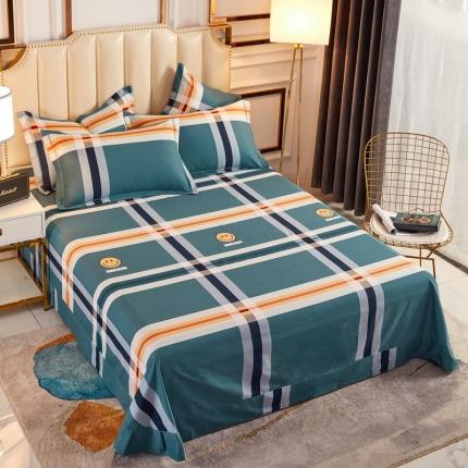 91家纺网 家纺一手货源 找家纺 雲归梦 2020新款多规格全棉加厚磨毛单床单 可爱笑脸-蓝