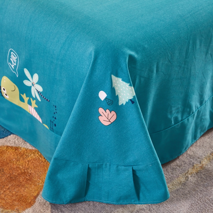 91家纺网 家纺一手货源 找家纺 雲归梦 2020新款多规格全棉加厚磨毛单床单 恐龙乐园-蓝