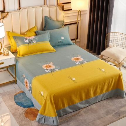 雲归梦 2020新款多规格全棉加厚磨毛单床单 陌上花开-绿