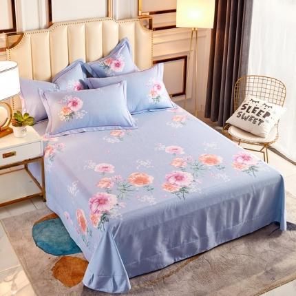雲归梦 2020新款多规格全棉加厚磨毛单床单 夜芙海棠-蓝