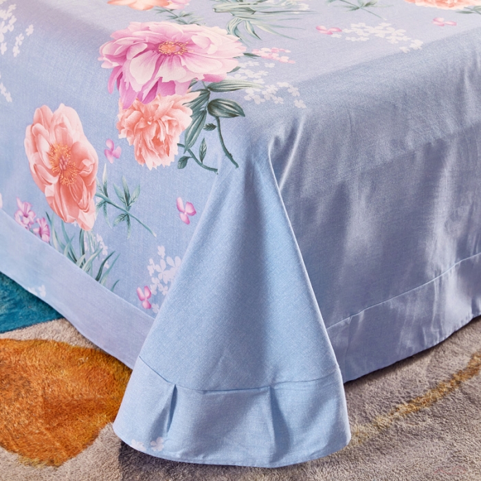 91家纺网 家纺一手货源 找家纺 雲归梦 2020新款多规格全棉加厚磨毛单床单 夜芙海棠-蓝