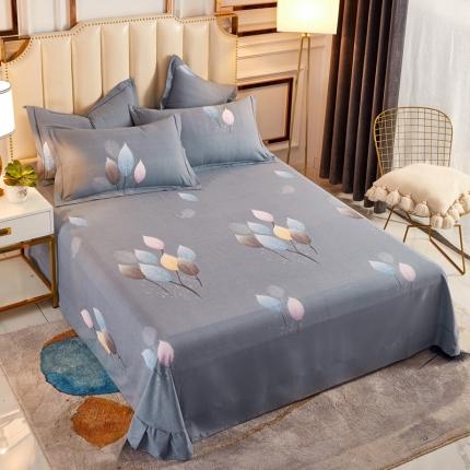 雲归梦 2020新款多规格全棉加厚磨毛单床单 羽叶-灰