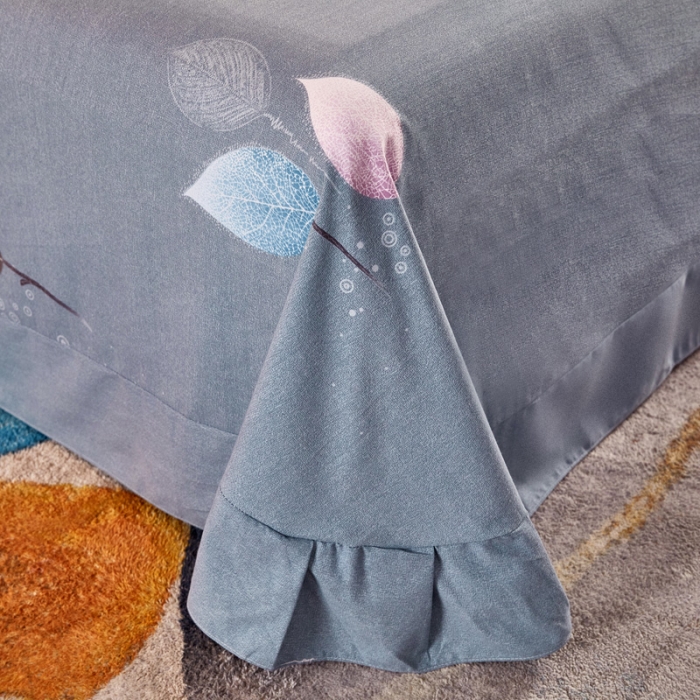 91家纺网 家纺一手货源 找家纺 雲归梦 2020新款多规格全棉加厚磨毛单床单 羽叶-灰