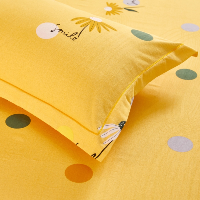 91家纺网 家纺一手货源 找家纺 雲归梦 2020新款多规格全棉加厚磨毛单枕套一对 彩虹点-黄