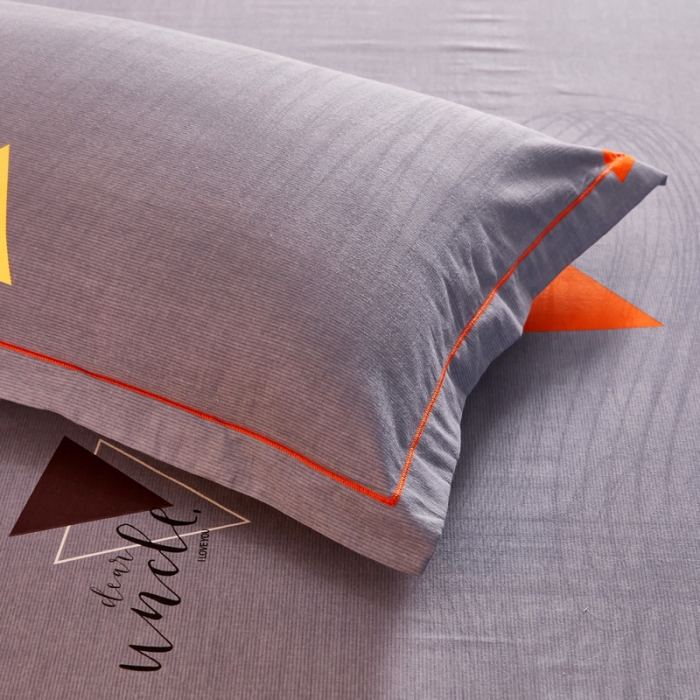 91家纺网 家纺一手货源 找家纺 雲归梦 2020新款多规格全棉加厚磨毛单枕套一对几何时光-灰