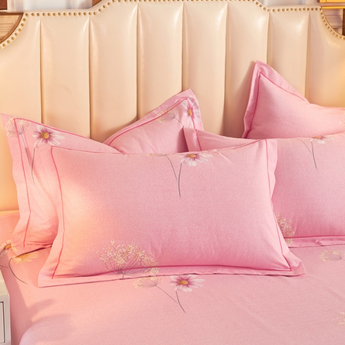 91家纺网 家纺一手货源 找家纺 雲归梦 2020新款多规格全棉加厚磨毛单枕套一对菊香满院-粉