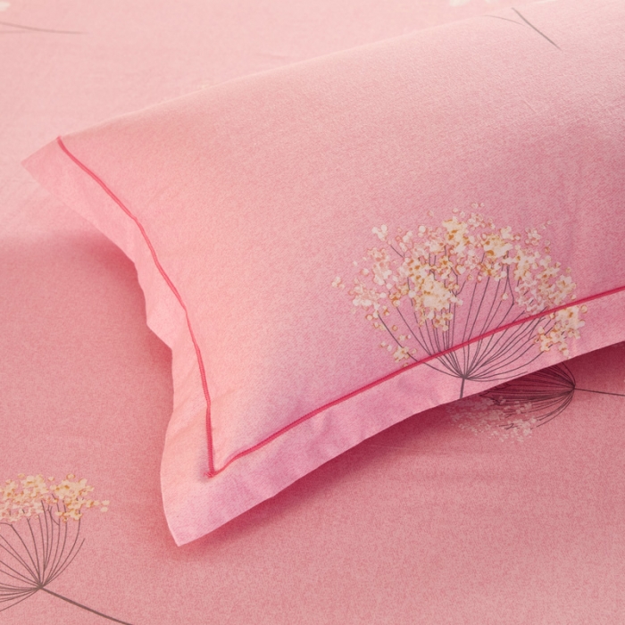 91家纺网 家纺一手货源 找家纺 雲归梦 2020新款多规格全棉加厚磨毛单枕套一对菊香满院-粉