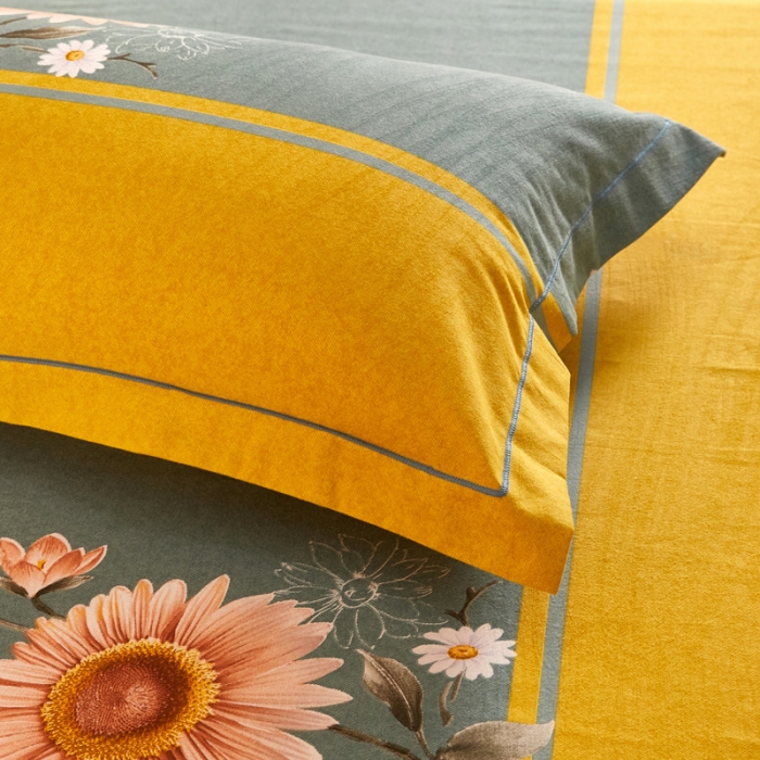 91家纺网 家纺一手货源 找家纺 雲归梦 2020新款多规格全棉加厚磨毛单枕套一对陌上花开-绿