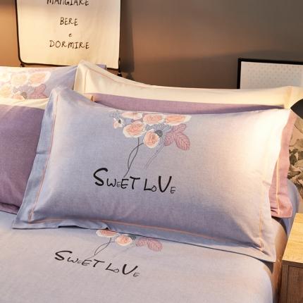 91家纺网 家纺一手货源 找家纺 雲归梦 2020新款多规格全棉加厚磨毛单枕套一对 倾心玫瑰