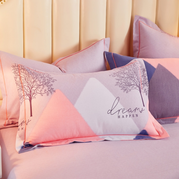 91家纺网 家纺一手货源 找家纺 雲归梦 2020新款多规格全棉加厚磨毛单枕套一对 幸福树