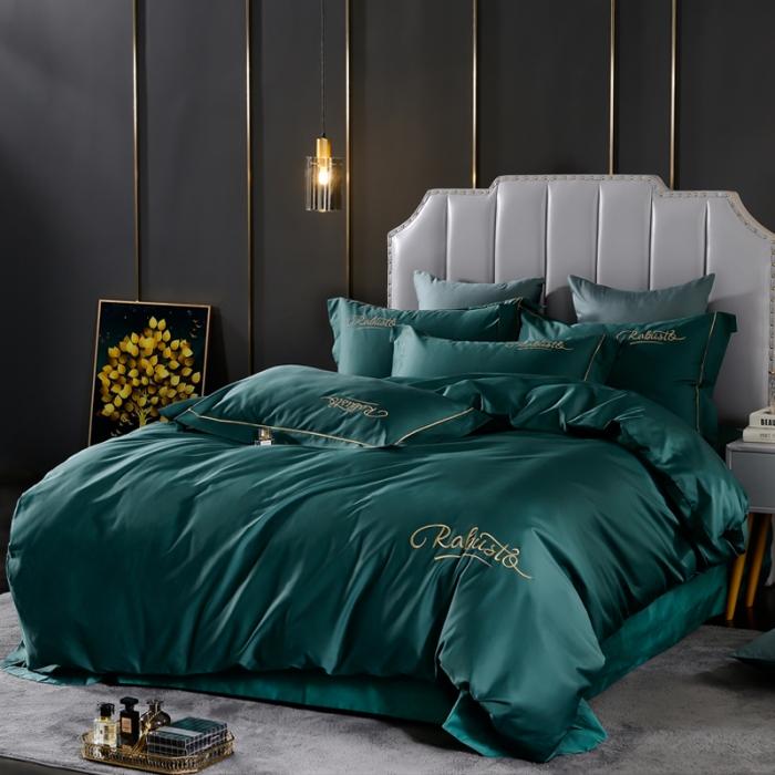 91家纺网 家纺一手货源 找家纺 80支埃及长绒棉时尚绣四件套全棉四件套