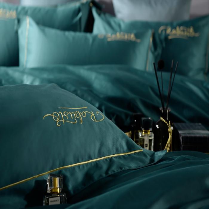 91家纺网 家纺一手货源 找家纺 80支埃及长绒棉时尚绣四件套全棉四件套