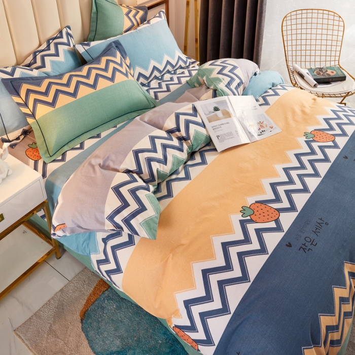 91家纺网 家纺一手货源 找家纺 雲归梦 2020新款多规格全棉加厚磨毛单被套 波西草莓-蓝