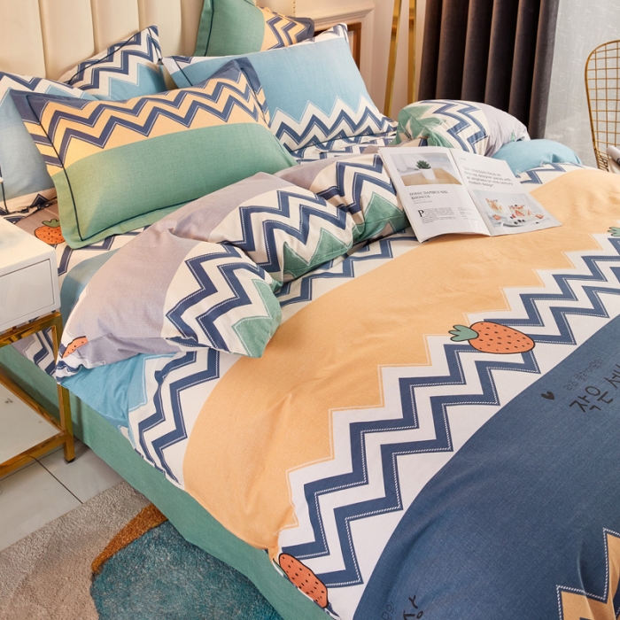 91家纺网 家纺一手货源 找家纺 雲归梦 2020新款多规格全棉加厚磨毛单被套 波西草莓-蓝