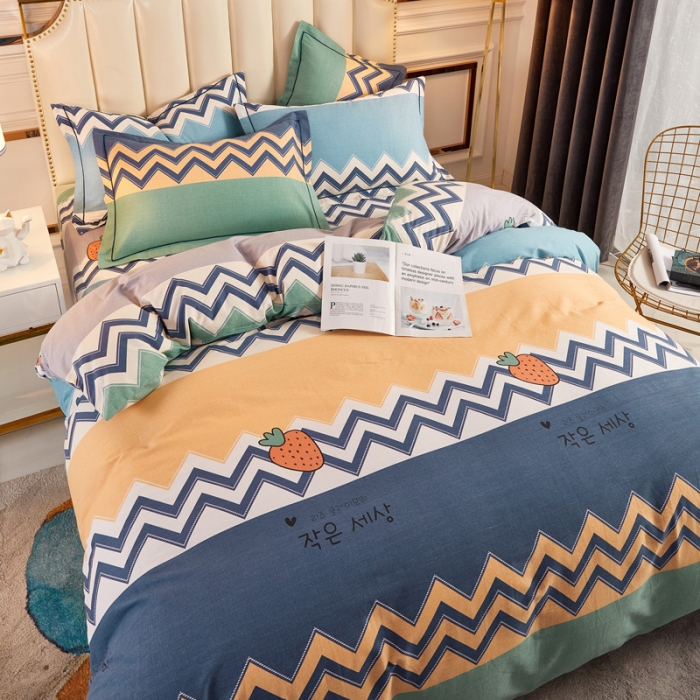 91家纺网 家纺一手货源 找家纺 雲归梦 2020新款多规格全棉加厚磨毛单被套 波西草莓-蓝