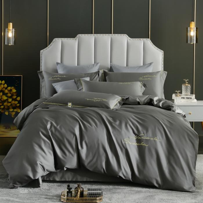 91家纺网 家纺一手货源 找家纺 80支埃及长绒棉时尚绣四件套全棉四件套