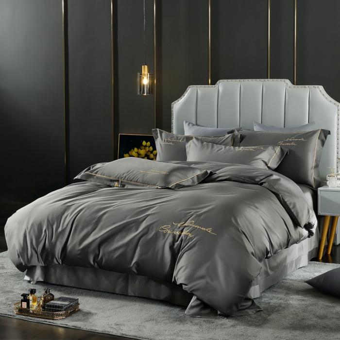 91家纺网 家纺一手货源 找家纺 80支埃及长绒棉时尚绣四件套全棉四件套