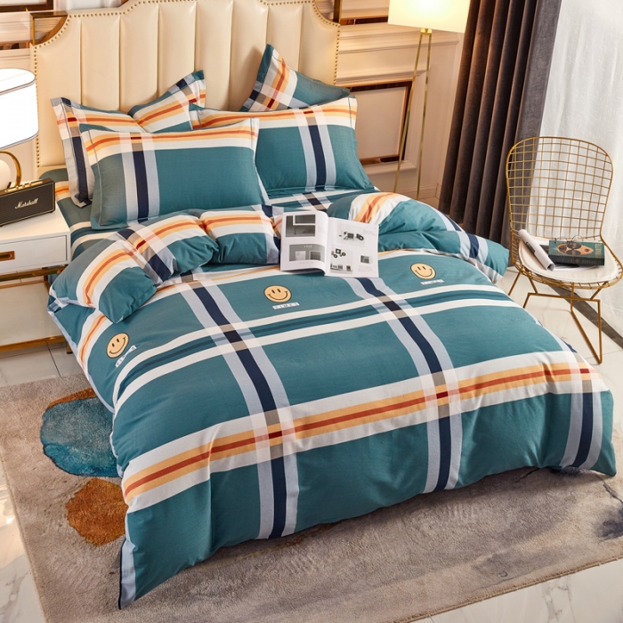 91家纺网 家纺一手货源 找家纺 雲归梦 2020新款多规格全棉加厚磨毛单被套 可爱笑脸-蓝