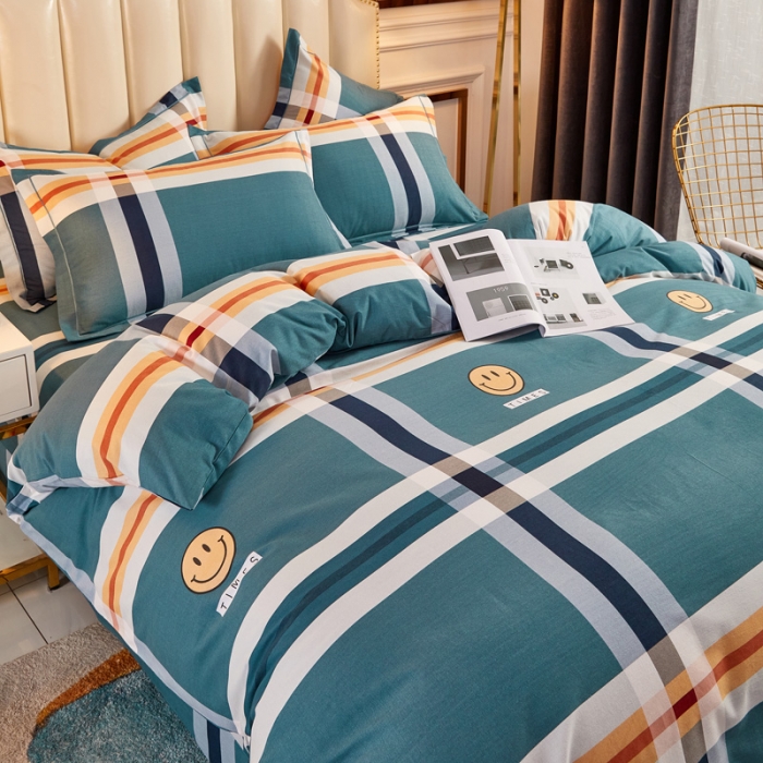 91家纺网 家纺一手货源 找家纺 雲归梦 2020新款多规格全棉加厚磨毛单被套 可爱笑脸-蓝