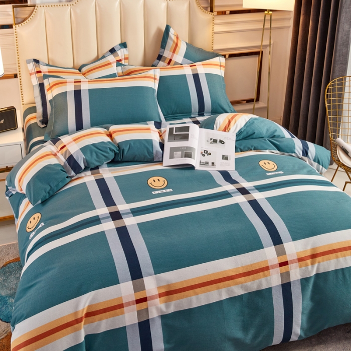 91家纺网 家纺一手货源 找家纺 雲归梦 2020新款多规格全棉加厚磨毛单被套 可爱笑脸-蓝