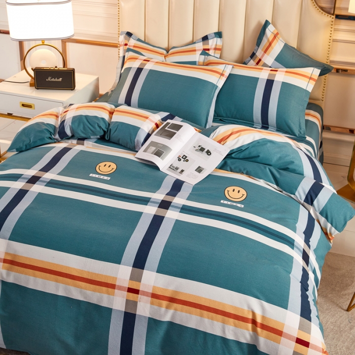 91家纺网 家纺一手货源 找家纺 雲归梦 2020新款多规格全棉加厚磨毛单被套 可爱笑脸-蓝