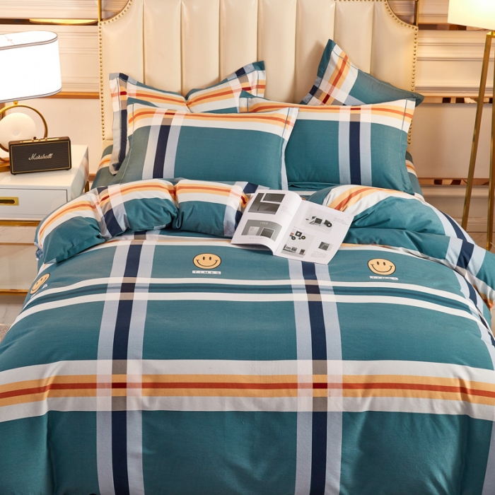 91家纺网 家纺一手货源 找家纺 雲归梦 2020新款多规格全棉加厚磨毛单被套 可爱笑脸-蓝