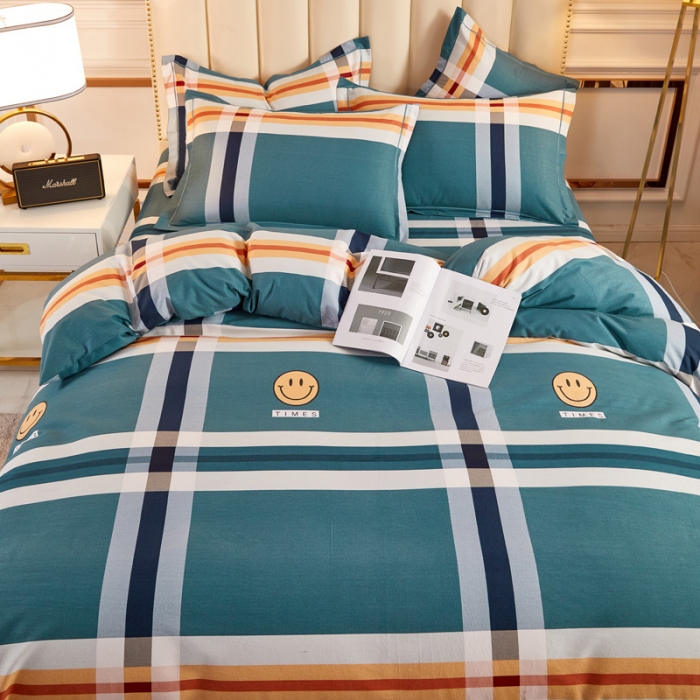 91家纺网 家纺一手货源 找家纺 雲归梦 2020新款多规格全棉加厚磨毛单被套 可爱笑脸-蓝