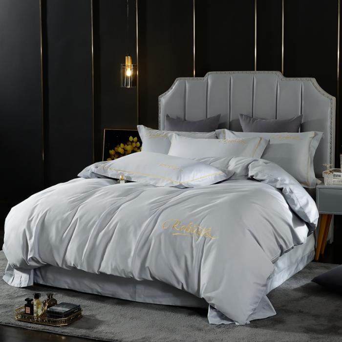 91家纺网 家纺一手货源 找家纺 80支埃及长绒棉时尚绣四件套全棉四件套