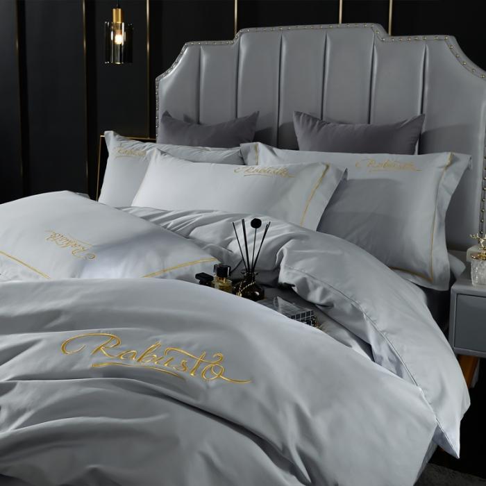 91家纺网 家纺一手货源 找家纺 80支埃及长绒棉时尚绣四件套全棉四件套