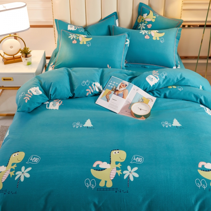 91家纺网 家纺一手货源 找家纺 雲归梦 2020新款多规格全棉加厚磨毛单被套 恐龙乐园-蓝
