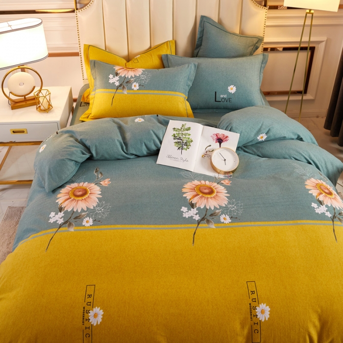 91家纺网 家纺一手货源 找家纺 雲归梦 2020新款多规格全棉加厚磨毛单被套 陌上花开-绿