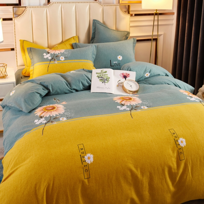 91家纺网 家纺一手货源 找家纺 雲归梦 2020新款多规格全棉加厚磨毛单被套 陌上花开-绿