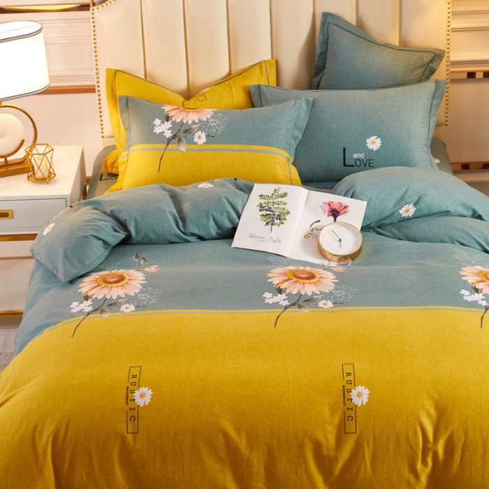 91家纺网 家纺一手货源 找家纺 雲归梦 2020新款多规格全棉加厚磨毛单被套 陌上花开-绿