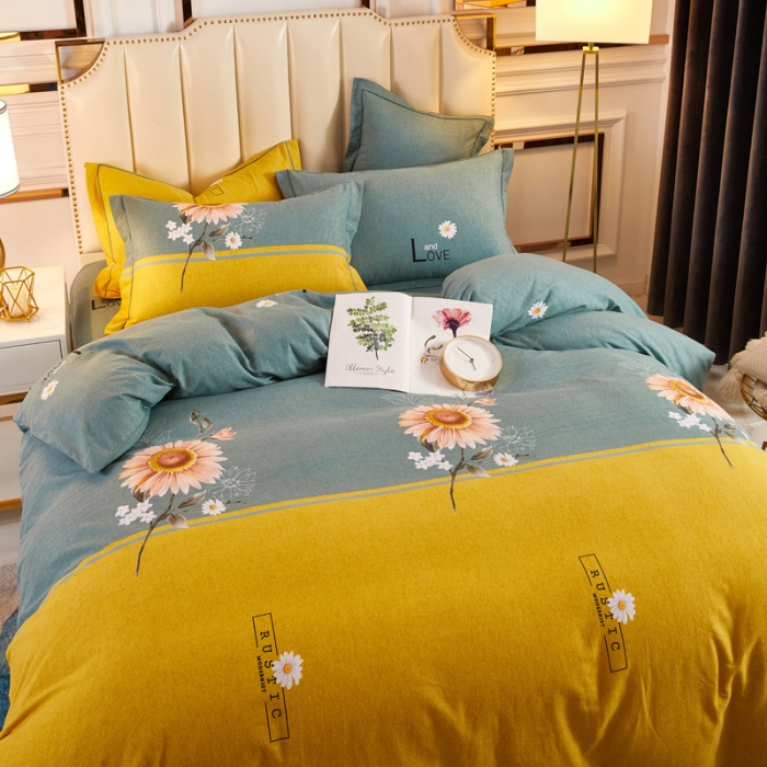 91家纺网 家纺一手货源 找家纺 雲归梦 2020新款多规格全棉加厚磨毛单被套 陌上花开-绿