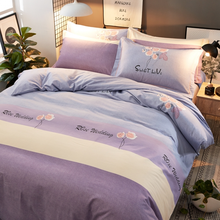 91家纺网 家纺一手货源 找家纺 雲归梦 2020新款多规格全棉加厚磨毛单被套 倾心玫瑰