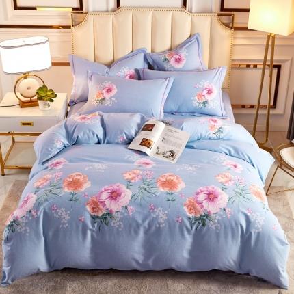 雲归梦 2020新款多规格全棉加厚磨毛单被套 夜芙海棠-蓝