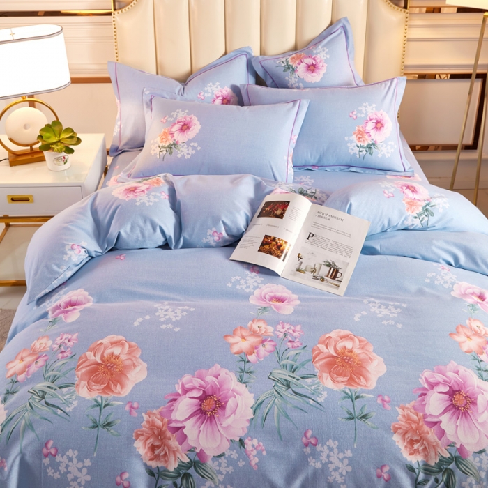 91家纺网 家纺一手货源 找家纺 雲归梦 2020新款多规格全棉加厚磨毛单被套 夜芙海棠-蓝