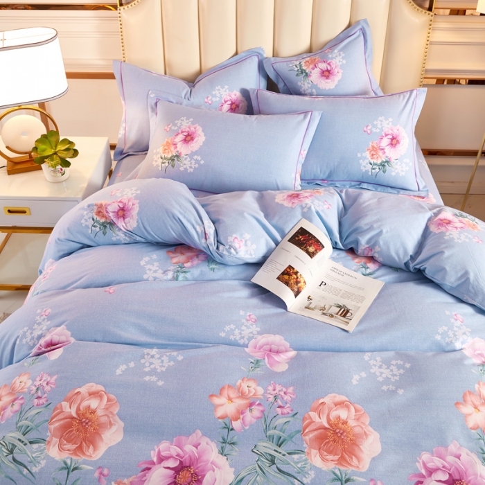 91家纺网 家纺一手货源 找家纺 雲归梦 2020新款多规格全棉加厚磨毛单被套 夜芙海棠-蓝