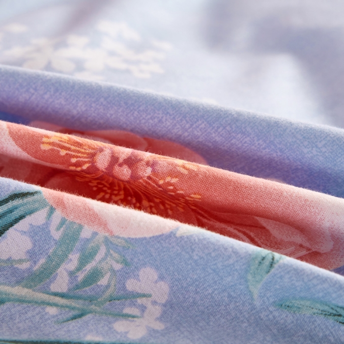 91家纺网 家纺一手货源 找家纺 雲归梦 2020新款多规格全棉加厚磨毛单被套 夜芙海棠-蓝