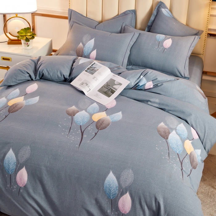 91家纺网 家纺一手货源 找家纺 雲归梦 2020新款多规格全棉加厚磨毛单被套 羽叶-灰