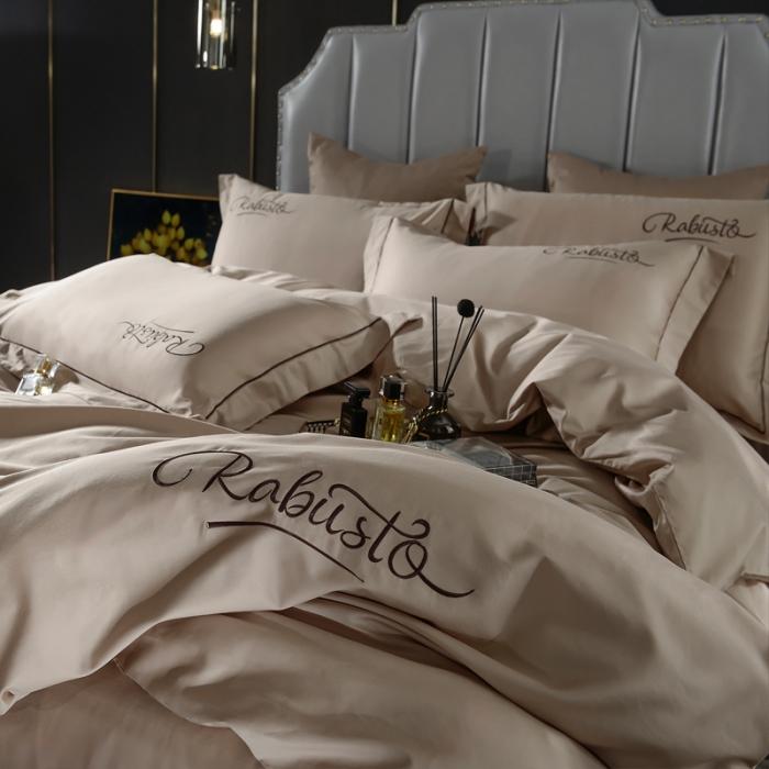 91家纺网 家纺一手货源 找家纺 80支埃及长绒棉时尚绣四件套全棉四件套