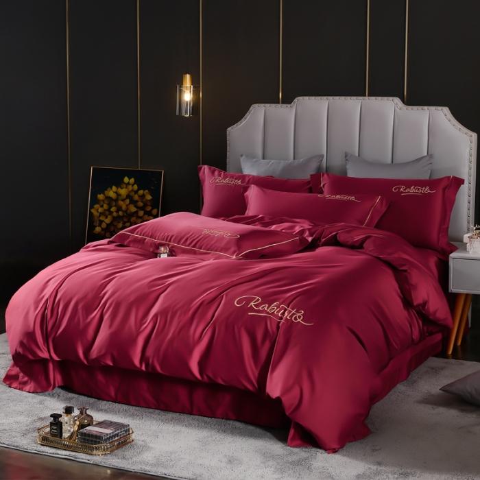 91家纺网 家纺一手货源 找家纺 80支埃及长绒棉时尚绣四件套全棉四件套